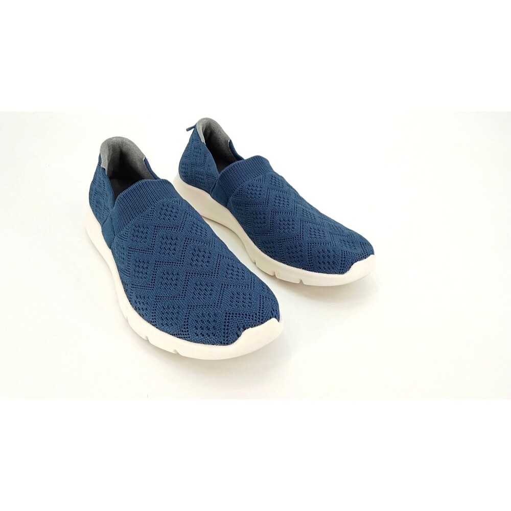 Revitalign Blue Geometric Knit Slip-On Sneakers Textured Navy Cottagecore Sz 10